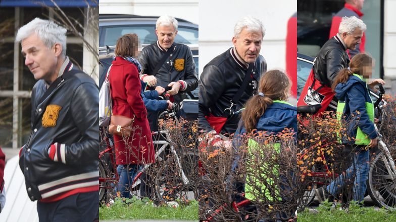 Hubert Urbański na rodzinnym spacerku z dziećmi i ukochaną