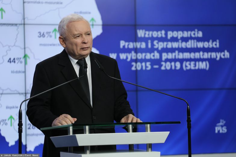 Wybory parlamentarne 2019. Konferencja Jarosława Kaczyńskiego po naradzie w siedzibie PiS