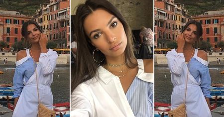 LOOK OF THE DAY: Emily Ratajkowski w koszulowej sukience z Zary