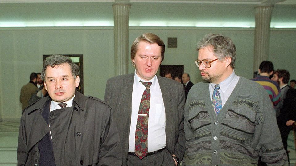 Jarosław Kaczyński, Sławomir Siwek i Adam Glapiński (pierwszy z prawej)