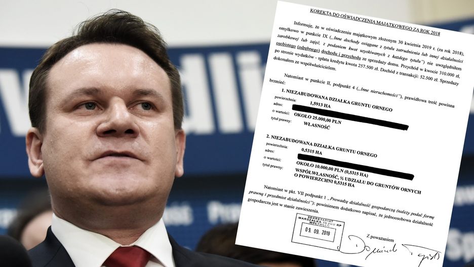 Korektę do oświadczenia za 2018 rok poseł PiS złożył we wrześniu br.