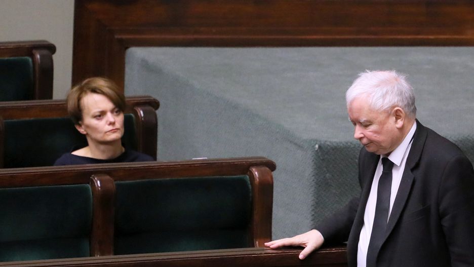 Sejm. Jadwiga Emilewicz i Jarosław Kaczyński