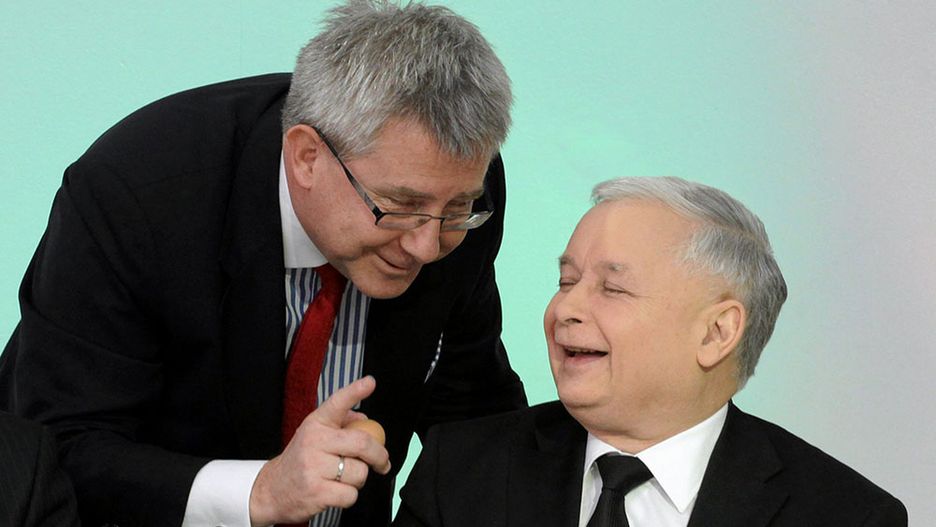 Europoseł PiS Ryszard Czarnecki i prezes partii Jarosław Kaczyński
