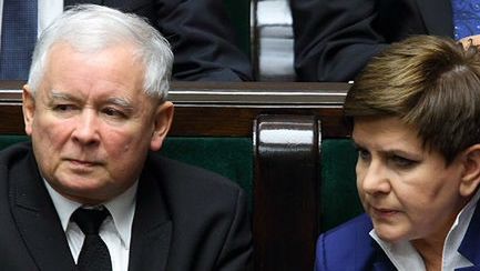 Jarosław Kaczyński i Beata Szydło w sejmowych ławach