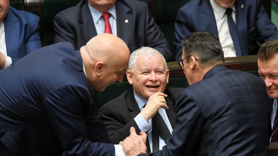 Sejm. Jarosław Kaczyński z politykami PiS