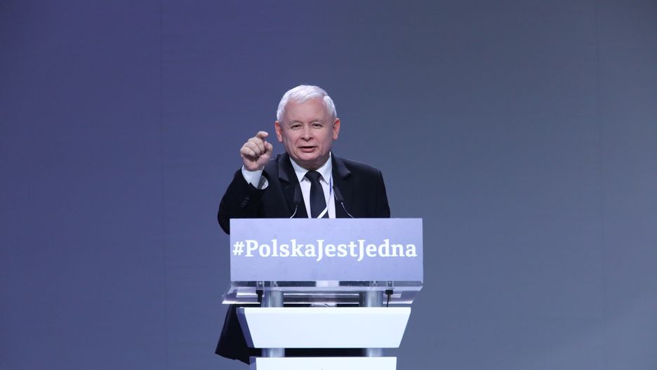 Jarosław Kaczyński w czasie Kongresu PiS w Przysusze, lipiec 2017