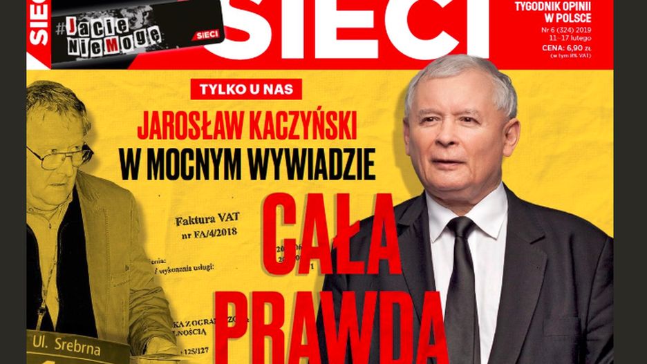 Okładka poniedziałkowego wydania "Sieci"