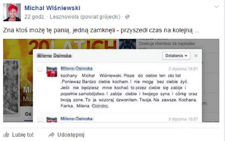 Michał Wiśniewski boi się psychofanki