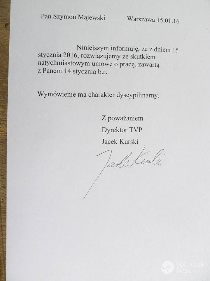 Szymon Majewski zwolniony z TVP