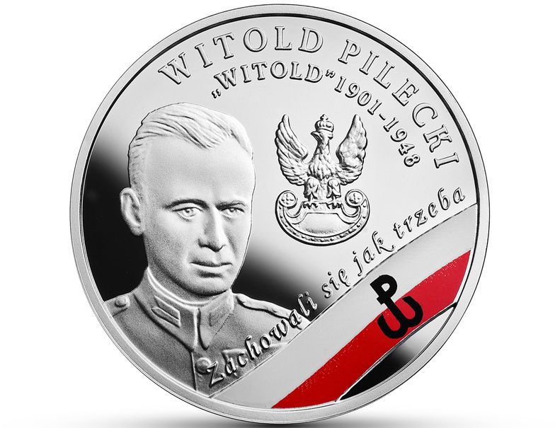 Rewers monety kolekcjonerskiej "Wyklęci przez komunistów żołnierze niezłomni - Witold Pilecki".