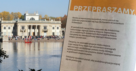 McDonald's przeprasza za reklamę w Łazienkach Królewskich. Firma kaja się w ogłoszeniu prasowym