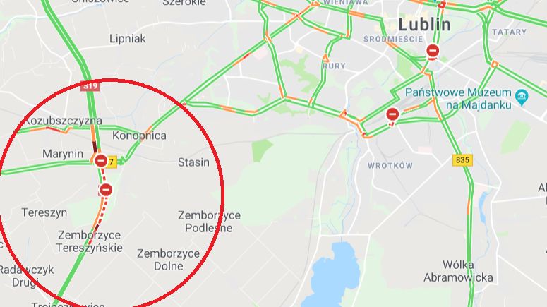 Wpadek na DK19. Spore utrudnienia 