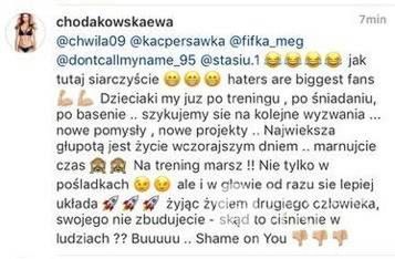 Komenatarz Ewy Chodakowskiej pod zdjęciem Agnieszki Szulim