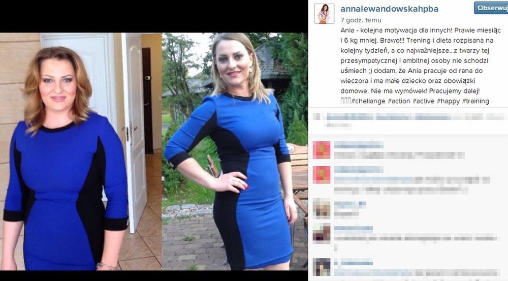 metamorfoza podopiecznej Anny Lewandowskiej zdjęcie: Instagram