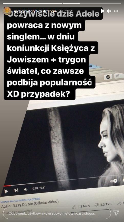 Skrin z InstaStories Spokojnie to tylko astrologia