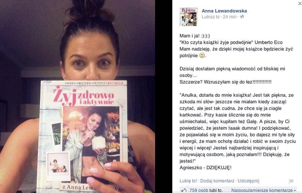 Anna Lewandowska, Żyj zdrowo i aktywnie z Anną Lewandowską
Fotografia: screen z Facebook.com