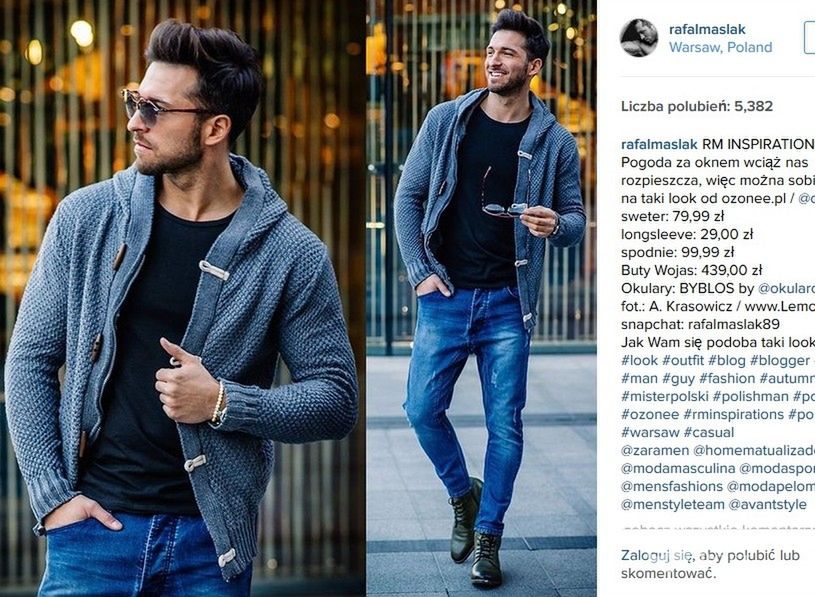 Casualowa stylizacja Rafała Maślaka (fot. Instagram)
