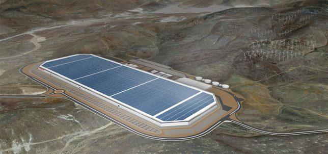 Gigafactory w Kalifornii. To tutaj powstają baterie dla samochodów marki Tesla. 