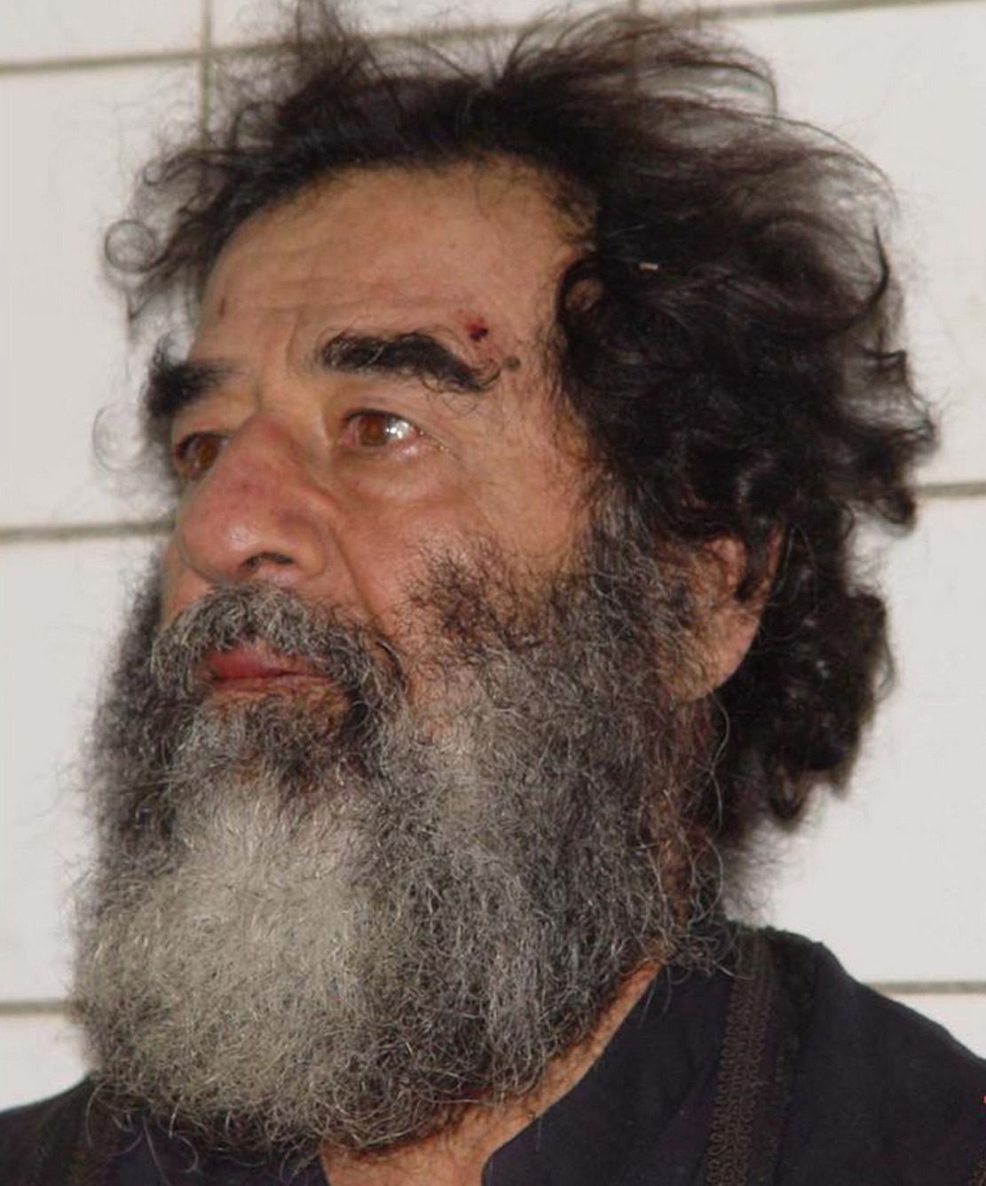 Saddam Hussajn wkrótce po schwytaniu przez amerykańskich żołnierzy w grudniu 2003 roku. Jego synowie nie pozwolili wziąć się żywcem (domena publiczna). 