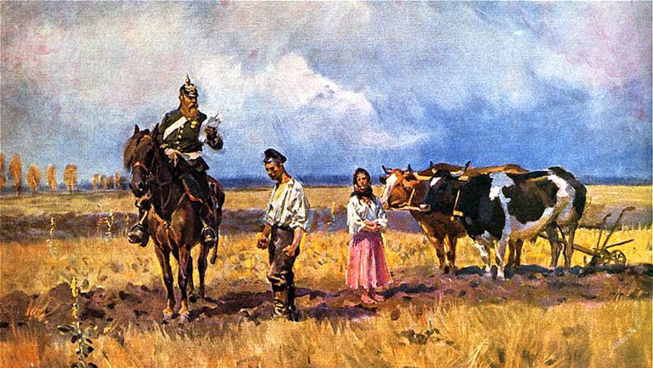 Obraz Wojciecha Kossaka z 1909 roku pt. ”Rugi pruskie”.
