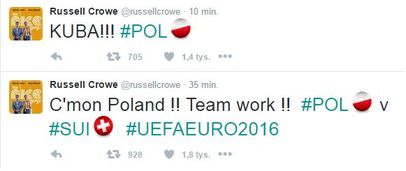 Russel Crowe o meczu Polska-Szwajcaria na EURO 2016