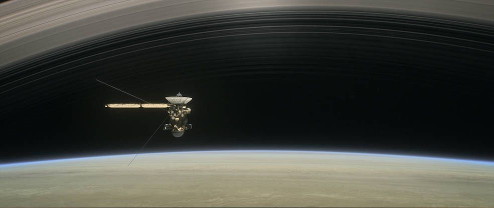 Wizualizacja sondy Cassini na orbicie Saturna