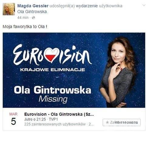 Magda Gessler wpiera Aleksandrę Gintrowską w preselekcjach do Eurowizji 2016