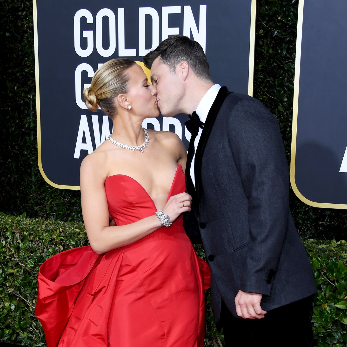 Rozpromieniona Scarlett Johansson na gali Złotych Globów. Nie szczędziła ukochanemu czułości