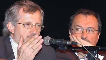 Marek Siwiec i Włodzimierz Czarzasty podczas obrad