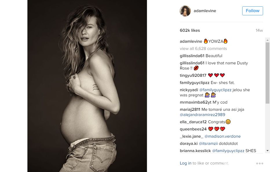 Adam Levine opublikował zdjęcie Behati Prinsloo w ciąży