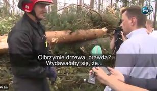 "Olbrzymie drzewa, prawda?" 45 sekund rozmowy strażaków z ministrem "zerwanym z choinki"