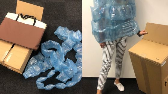 Karton oraz plastikowa folia, w której dostarczony był zamówiony produkt