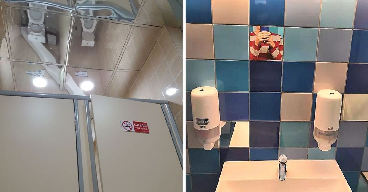19 mało zabawnych luster w miejscach publicznych, które zaskoczą każdego gościa
