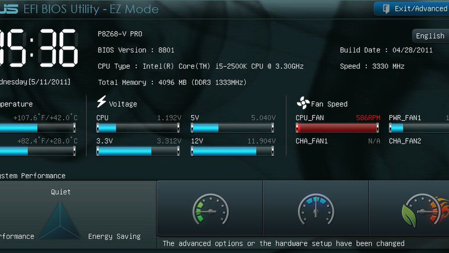 Interfejs UEFI na płycie głównej firmy Asus