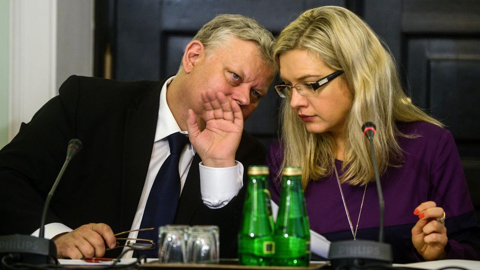 Marek Suski i szefowa komisji ds. Amber Gold Małgorzata Wassermann 