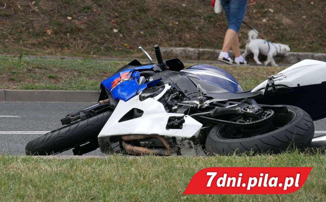 Wypadek z udziałem  motocyklisty w Pile