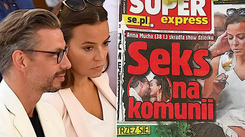 Anna Mucha na Komunii Świętej syna Mateusza Borka