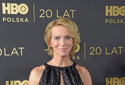 Paulina Smaszcz-Kurzajewska w czerni i złocie na urodzinach HBO