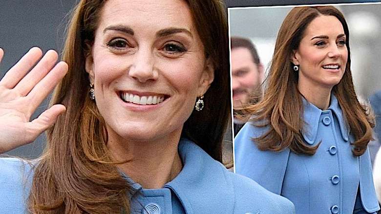 Księżna Kate błękitny płaszcz