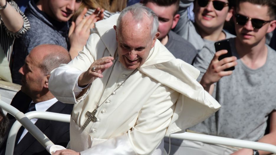 Papież Franciszek w czasie spotkania z wiernymi w Watykanie
