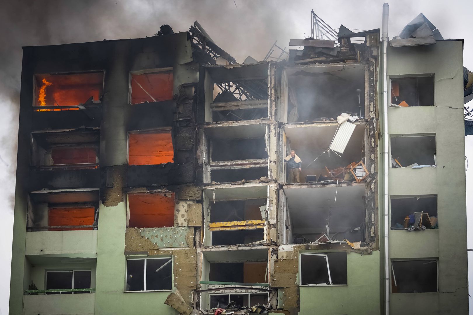 Pożar bloku w Preszowie