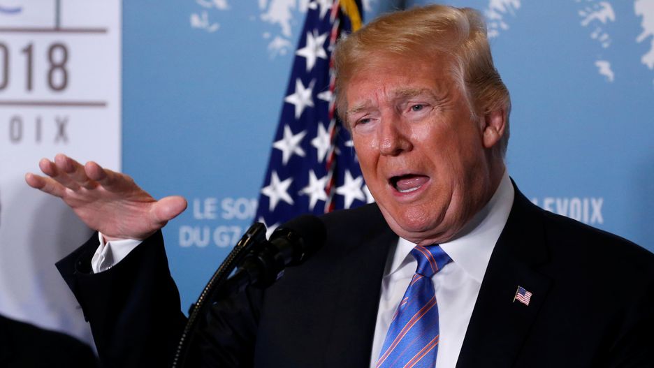 Donald Trump podczas szczytu G7 w Kanadzie