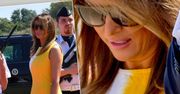 Żółta sukienka Melanii Trump obiektem żartów internautów! Wszystko przez ogromny nadruk