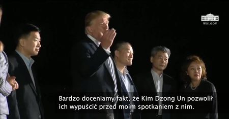 Trump komentuje uwolnienie amerykanów