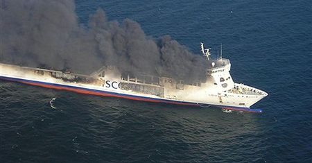 Spłonął litewski prom - straty liczone są w milionach