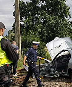 Zmiażdżony samochód