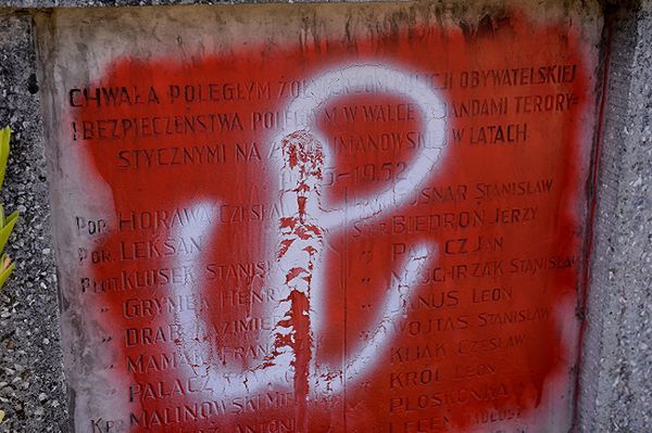 Wandale zniszczyli tablicę obrażającą Żołnierzy Wyklętych w Limanowej