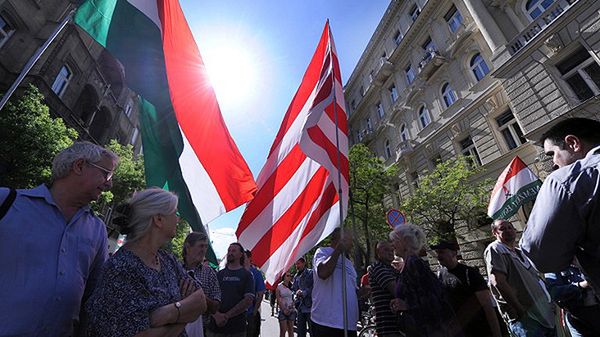Demonstracja nacjonalistów w centrum Budapesztu