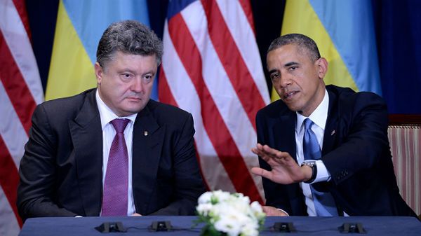 Prezydent USA Barack Obama i prezydent elekt Ukrainy Petro Poroszenko
