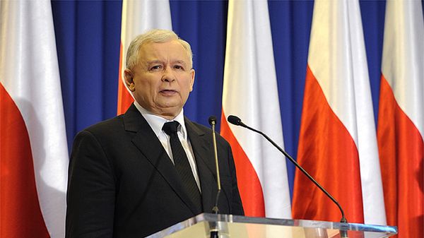 Jarosław Kaczyński podczas konferencji prasowej